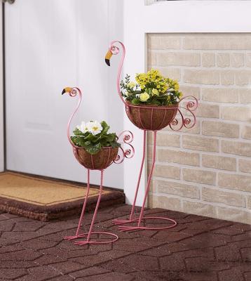 China Garden Decoration Places Cheap 2 Bird Planters Flamingos for sale