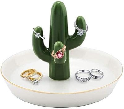 China High Quality Ceramic Cactus Jewelry Dish Jewelry Tray From Europe for sale