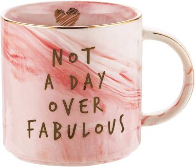 China Funny Europe Birthday Pink Marble Ceramic Mug Gifts for sale