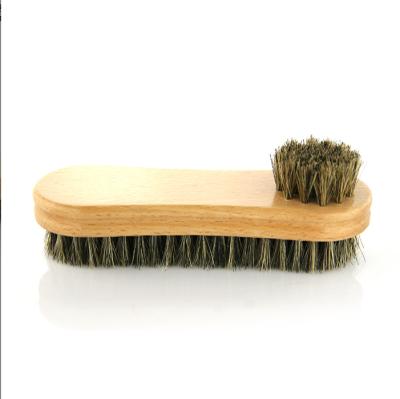 China Double-sided polishing brush wood and leather shoes oiling brush shoe frosted leather care fringed soft bristle brush for sale