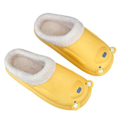 China CUSHIONING Indoor EVA Waterproof Cotton Slippers Winter Warm Confinement Shoes Furry Lovers Slippers for sale