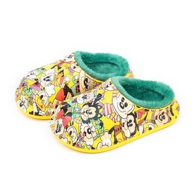 China Round cotton slippers winter fashion cartoon printed children's cotton home shoes light up warm EVA child slippers for sale