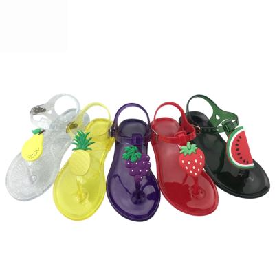 China PVC Waterproof Flat Kids Shoes Wholesale Summer Jelly Kids Cute Fruit Toddler Sandals for sale