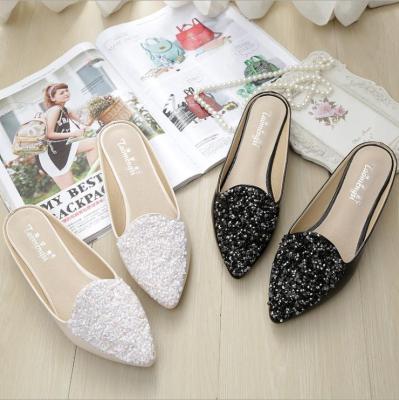 China 2020 fashion trend ladies casual shoes drop shipping Baotou slippers half flat slippers women for sale