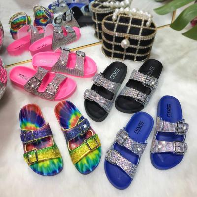 China Fashion Trend Double Rhinestones Summer Women Fashion Slide Sandal Women Slides Slippers for sale