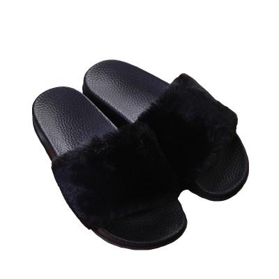 China CUSHIONING 2021 New Casual Fashion Solid Color Plush Daily Flat Single-Term Sandals and Fur Slipper for sale