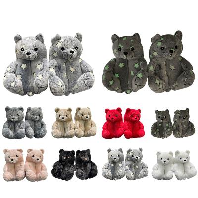 China Hot Plush Teddy Bear Slippers Cotton Home Inclusive Latest Fashion Trend Warm Popular Winter for sale