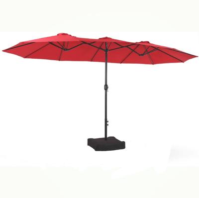 China Large Sun Garden Modern Multicolor 15ft Outdoor Patio Double Side Umbrella With Cross Base for sale