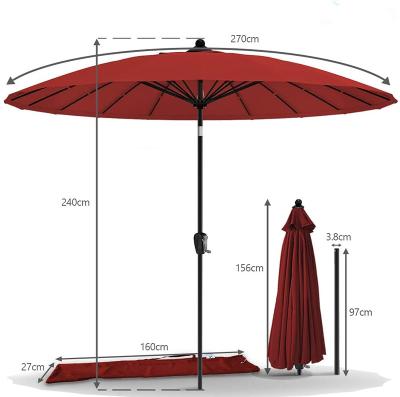 China With Tilt 9ft Shanghai Sunshade Round With Crank Mechanism, Hinged, Sun Shade UV Protection for sale