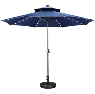 China Traditional Double Top Patio Table Umbrella With Solar Lights for sale