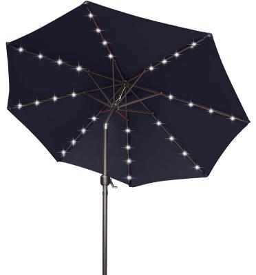 China Low Price Modern Cafe Led Market Lightweight Aluminum Umbrella With Solar Panel Sunshade for sale