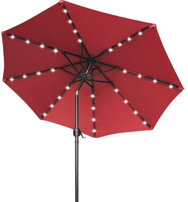 China Beautiful Modern Aluminum Solar Led Commercial Umbrella Market Outdoor Patio Umbrella With Led Light For The Yard for sale