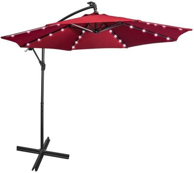 China Modern Parasol Umbrella With LED Lights Solar Sun Patio Garden Umbrella For Outdoor for sale