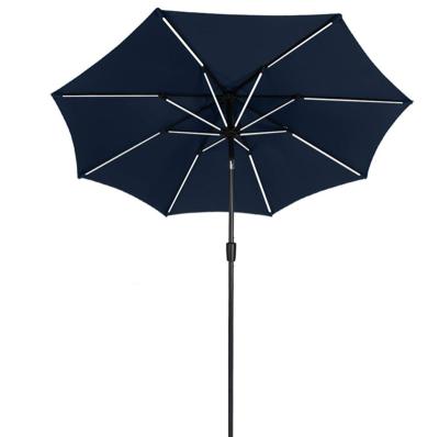 China New Design 9Ft LED Solar Light Umbrella Modern Patio Umbrella With 8 LED Light Ribs For Garden/Pool/Porch for sale