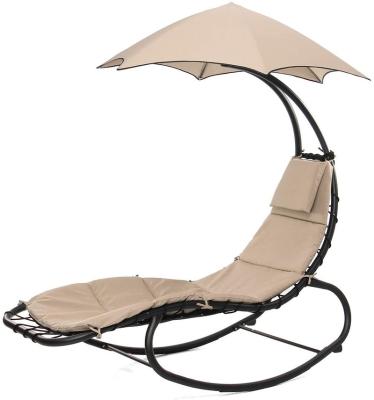 China Hot Sale Outdoor Hammock Stand Chair Lounge Chair Swing Curved Cushion Seat Outdoor Hanging Hammock With Canopy Sun Shade for sale