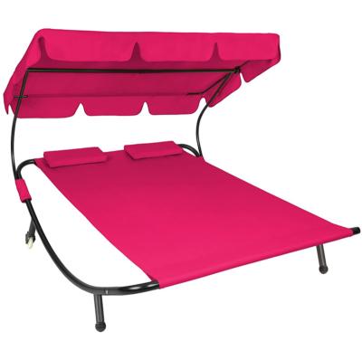 China Wholesale Large Size Modern Outdoor Leisure Lounge Chair For Garden Metal Sun Beds With Canopy for sale