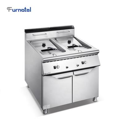 China Hotels 900 Series Gas Electric Industrial Deep Fryer Machine With 2-Tank 2-Basket for sale