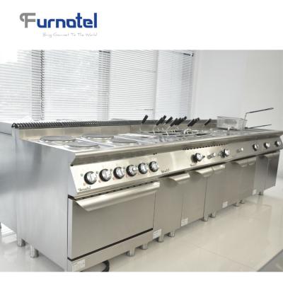 China Full Kitchen Equipment Free Standing Stainless Steel Traditional Series 4/6 Burner Gas Cooker Stove With Oven for sale