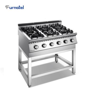 China Outdoor Commercial Top 6 Table Burner Professional Gas Stove Stainless Steel for sale