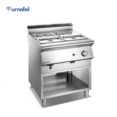 China Commercial 304 Stainless Steel Furnotel Restaurant Gas Bain Marie Cooking Equipment With Open Cabinet for sale