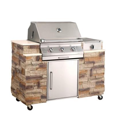 China K959 Stainless Steel European Combo Gas BBQ Easily Cleaned Outdoor Grill Tables Designs for sale