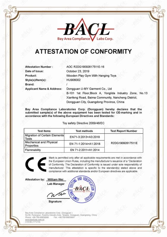 CE - Dongguan U-My Garment Co., Ltd.