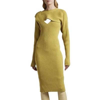 China New Design Anti-Static Ribbed Long Sleeve Knit Women Shrug Sweater Dress for sale