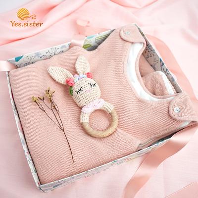 China Wholesale Pink Kids Cotton Newborn Toddler Winter Breathable Knit Baby Sleeping Bag With Rabbit Teether for sale