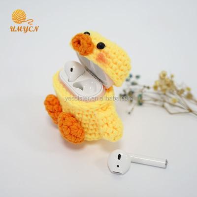 China Cotton Lightweight Cute Crochet Knitted Earphone Packaging Wireless Case With Silicone Inside for sale