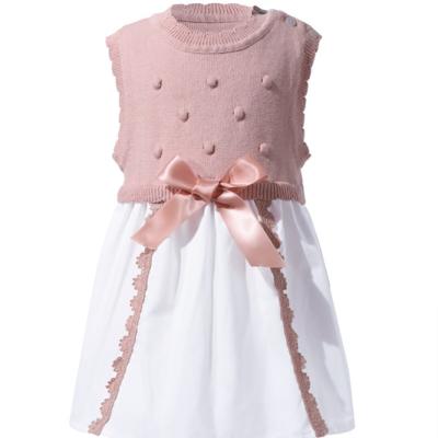 China Fashion Breathable Stock European Baby Knit Dress Cotton Knitwear Children Dress for sale