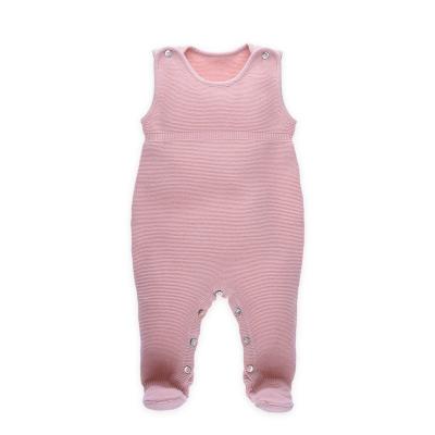 China Comfortable Breathble Running Solid Knitted Romper Unisex Sleeveless Newborn Baby Clothes for sale