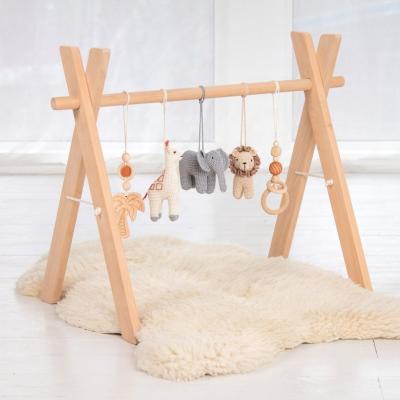 China Eco-friendly Material Neutral Wooden Koala Bear Baby Play Gym With Hanging Teether Toy for sale