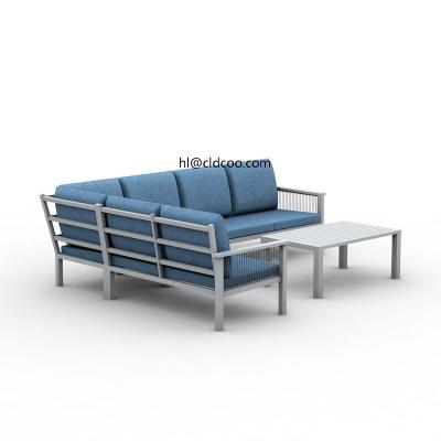 China Modern Luxury 5PCS L shape aluminum corner garden sofa for sale