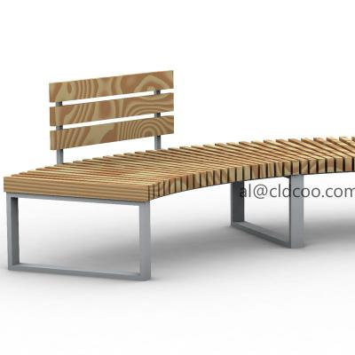 China Customized New Design Durable Curved Round Outdoor Furniture Bench Wooden Commerical Long Bench Public Waiting Bench for sale