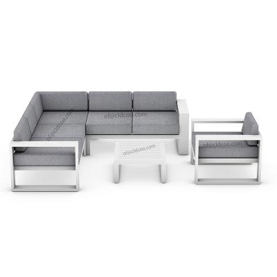 China Durable Modern Waterproof Furniture Garden Sofas Set 5 Seater Sofa Outdoor Aluminum for sale