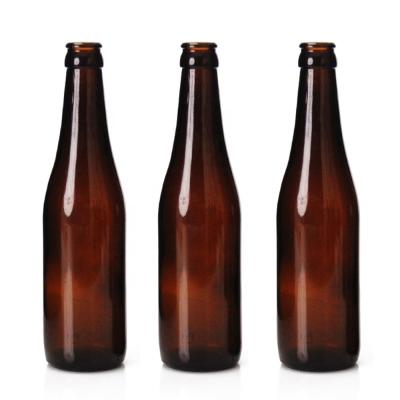 China 330ml 500ml Round Viable Amber Drinking Container Beverage Beer Glass Viable Empty Bottle for sale