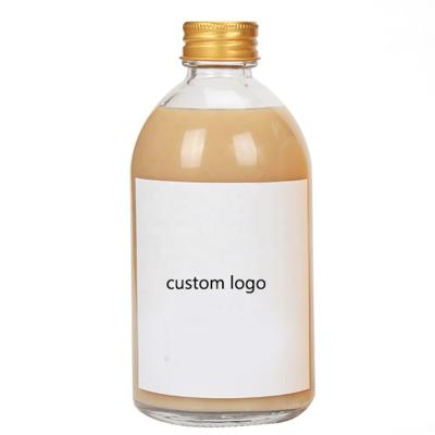 China 500ml Boston Round Container Glass Bottle Environmental Friendly Empty Clear Frosted Amber Screw Caps For Beverage Wine Liquor Tea Milk Drinking for sale