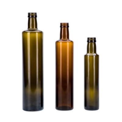 China Customized Logo Custom Made 250ml Cooking Food Grade Marasca Empty Green Amber Olive Glass Oil Bottles Clear With Lid for sale