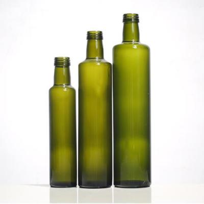 China 100ml 250ml 500ml 750ml 1L Empty Dark Green Marasca Round Cooking Olive Oil Glass Bottles for sale