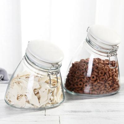 China Home Kitchen Maker Borosilicate Wide Mouth Food Storage Container Glass Bottle Airtight Jars for sale