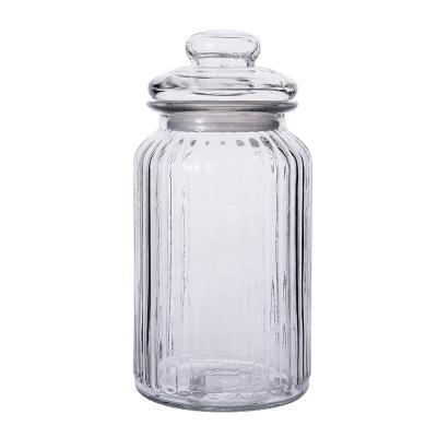 China Good Quality Home Kitchen Round Mouth Clear Wide Mouth Glass Jar Food Storage Container for sale