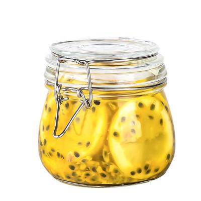 China Wholesale High Quality Home Kitchen Round Recycled Glass Jars With Hinged Lids Swing Top Airtight Glass Storage Jar for sale