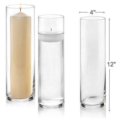 China Factory Wholesale Custom Transparent Large Flower Candle Eco-friendy Cylinder Floor Glass Vase for sale