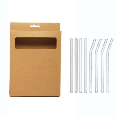 China Viable Packing Set of Window Box Tableware Glass Straw and 2 Brushes Glass Drinking Straws for sale