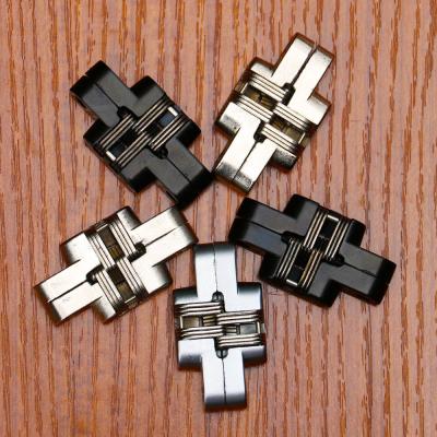 China 180 Degree Zinc Alloy Invisible Folding Door Cross Hidden Hinges for sale