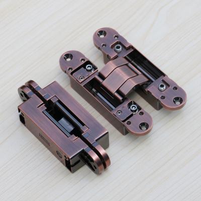 China antique copper 3way adjustable concealed hinges 180 degree hidden door hinges fold door hinge for sale