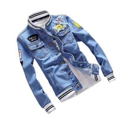 China 2020 style new factory fashion men's denim jacket men's narrow simple blue bottom high quality wholesale Korean cotton QUICK DRY for sale