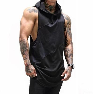 China Mens Muscle Drop Sleeve Opening Gym Gentleman Bodybuilding Smooth Cotton Hoodie Tank Tops Anti-Shrink for sale