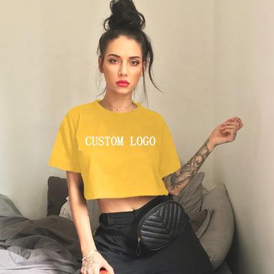 China Wholesale 2020 Insti Logo Women Ladies Crop Top Blank Summer Hot Custom Anti-Shrink T-shirt for sale