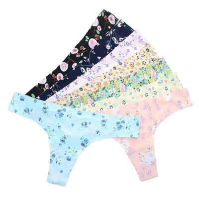 China 2020 Breathable Varied Different Floral Printing Patterns Seamless Satin Thongs For Women for sale